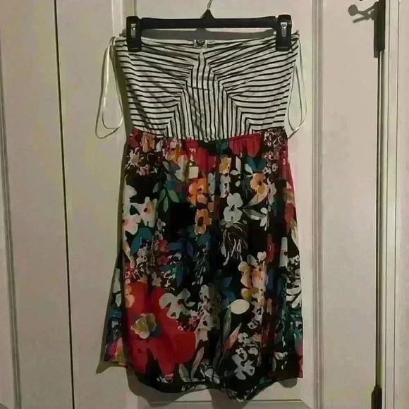 Roxy Juniors Strapless Floral mini Dress size M Surfer Pacsun Y2K style - Picture 1 of 8